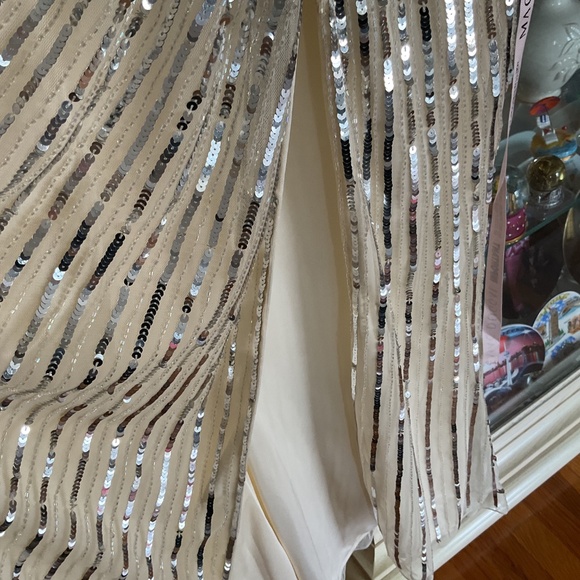 MacDuggal Gown New Size 8 silver sequence and tan - Picture 3 of 9